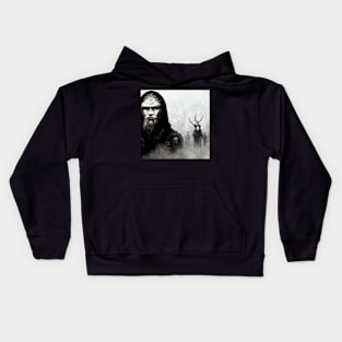 Fierce Viking man leading his people into the forest. Kids Hoodie